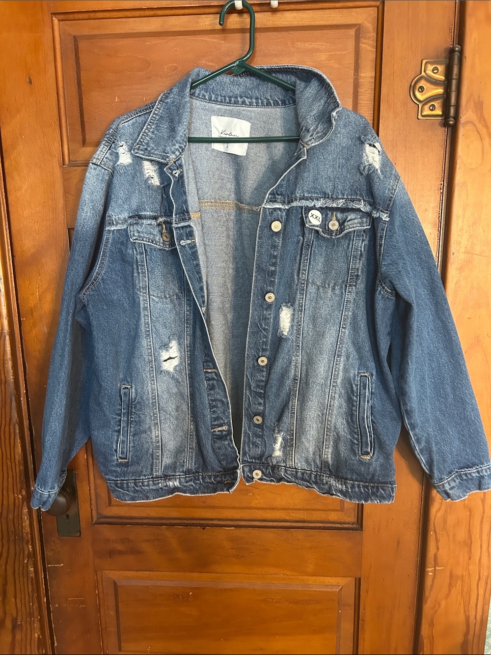 KanCan Distressed Blue Denim Trucker Style Jacket for Women XXL